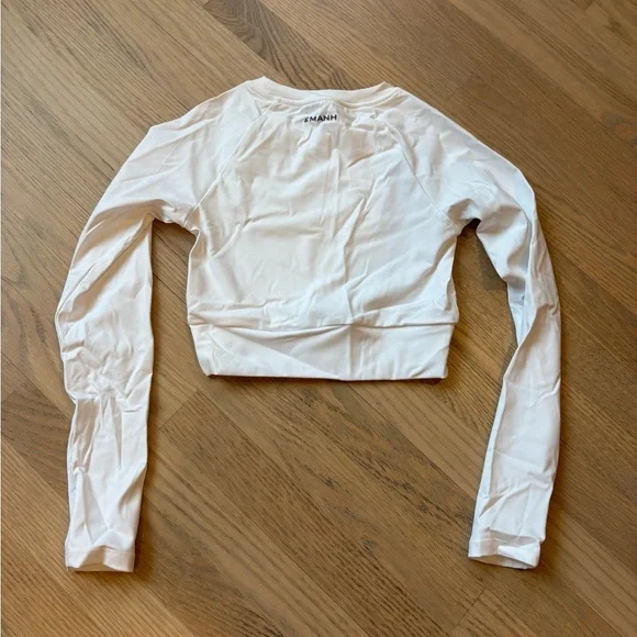 Emahn New Lycra Athletic White Long Sleeve Crop Top XS - Picture 3 of 8